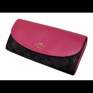 Pink Coach Crossgrain Signature Envelope Wallet